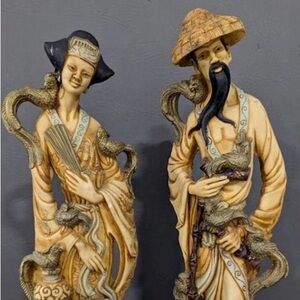 Artistic Tan and Cream Oriential Sculpture.